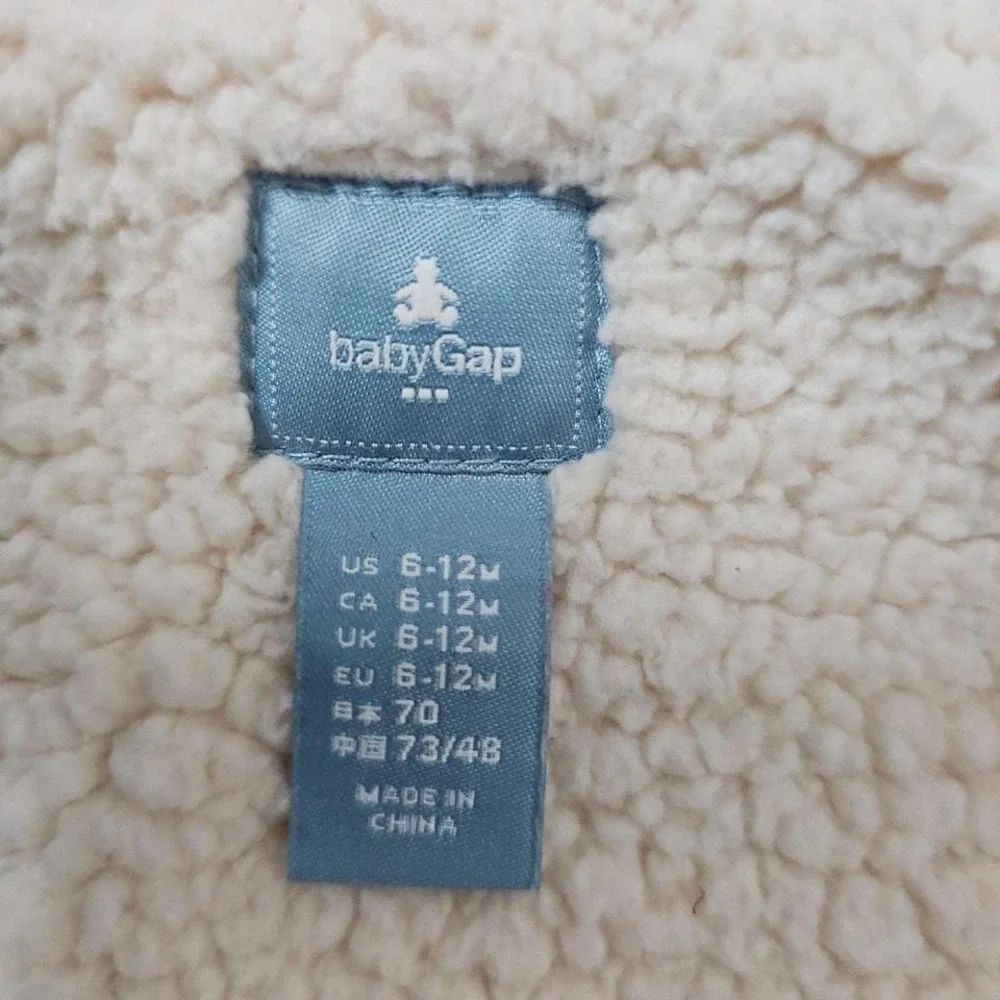 babyGap Baby Gray Sherpa Lined Zip Up Hoodie Jacket 6 12 Months Cozy Warm Casual